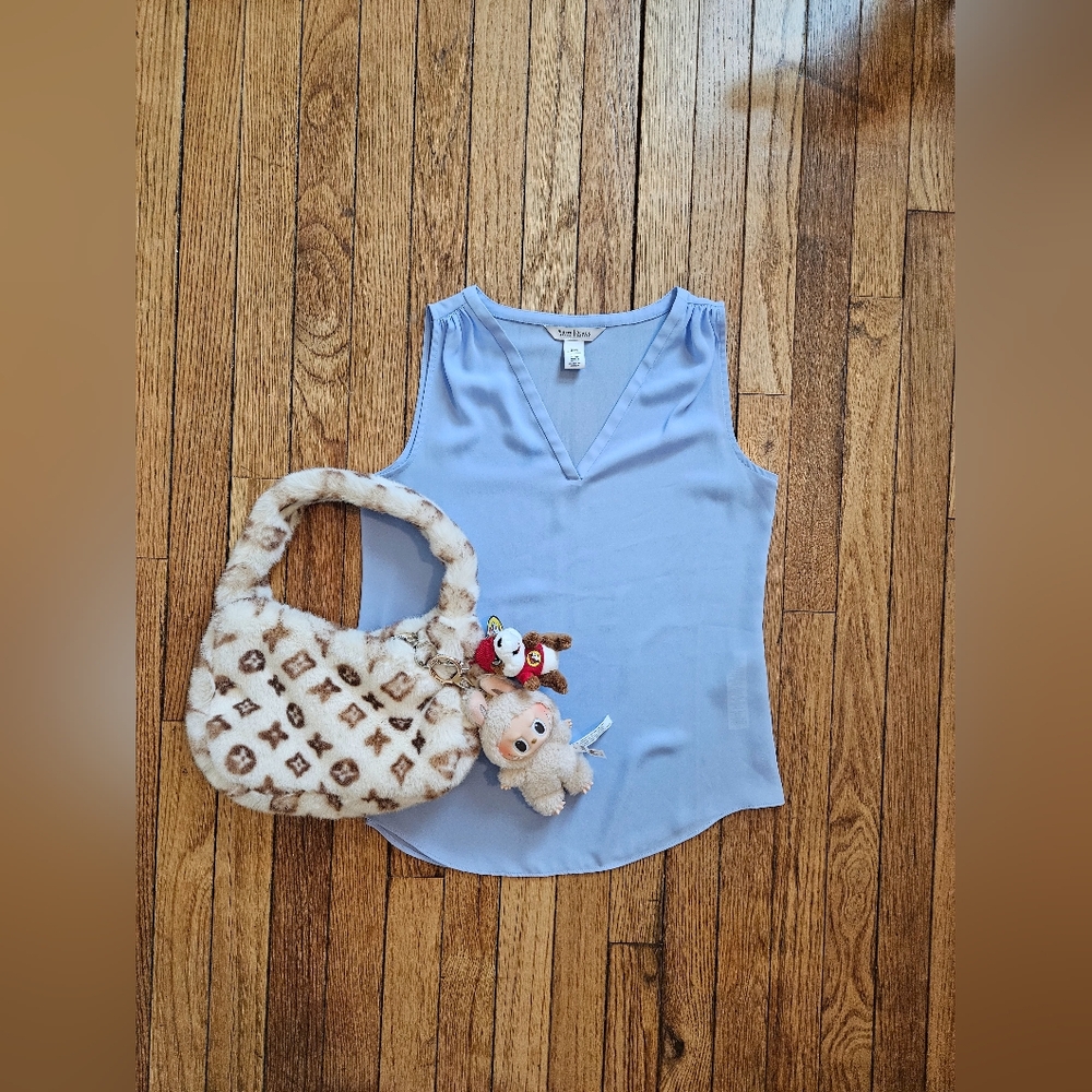 White House Black Market V-Neck Light Blue Tank Top